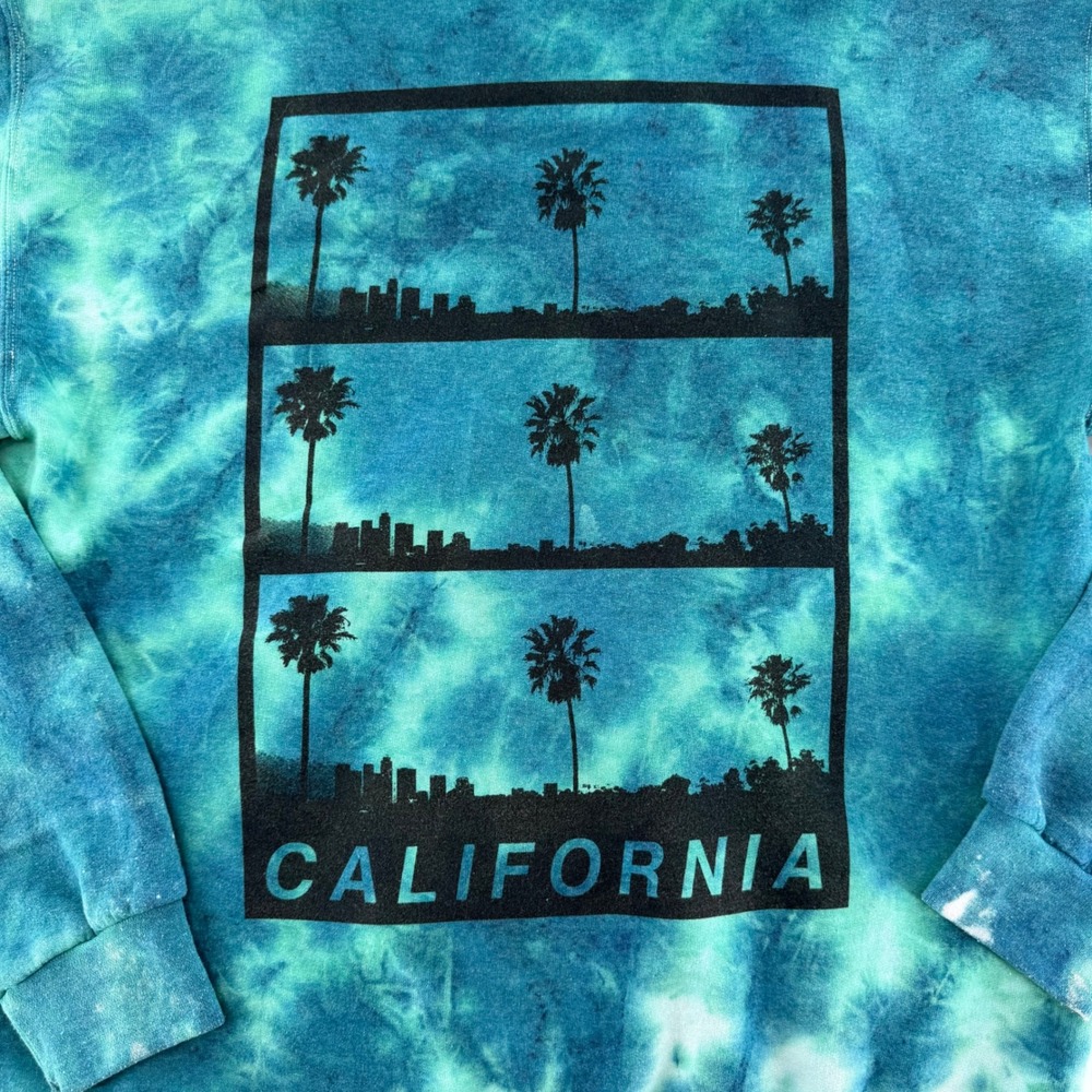 Artist Union California Tie Dye Hoodie M Palm Tree Surf Y2K Streetwear - Picture 4 of 10